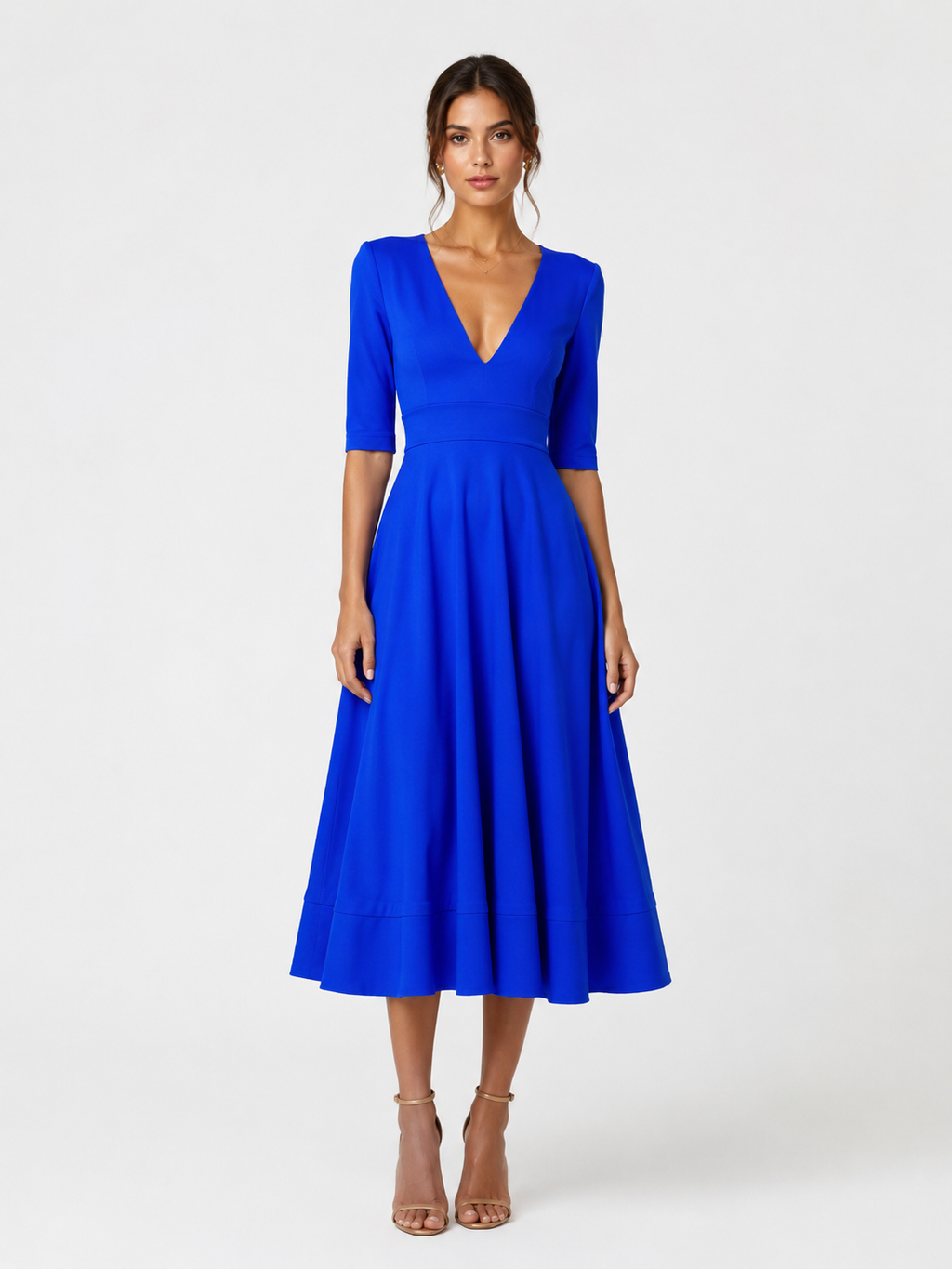 Women's Clothing Evening Dress Sexy Deep V Mid-sleeve Large Swing Dress