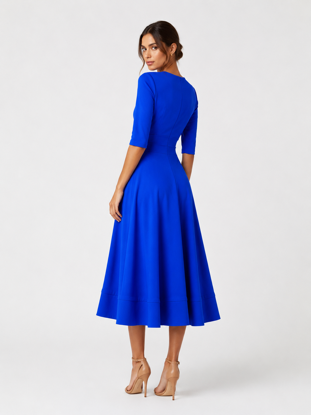 Women's Clothing Evening Dress Sexy Deep V Mid-sleeve Large Swing Dress
