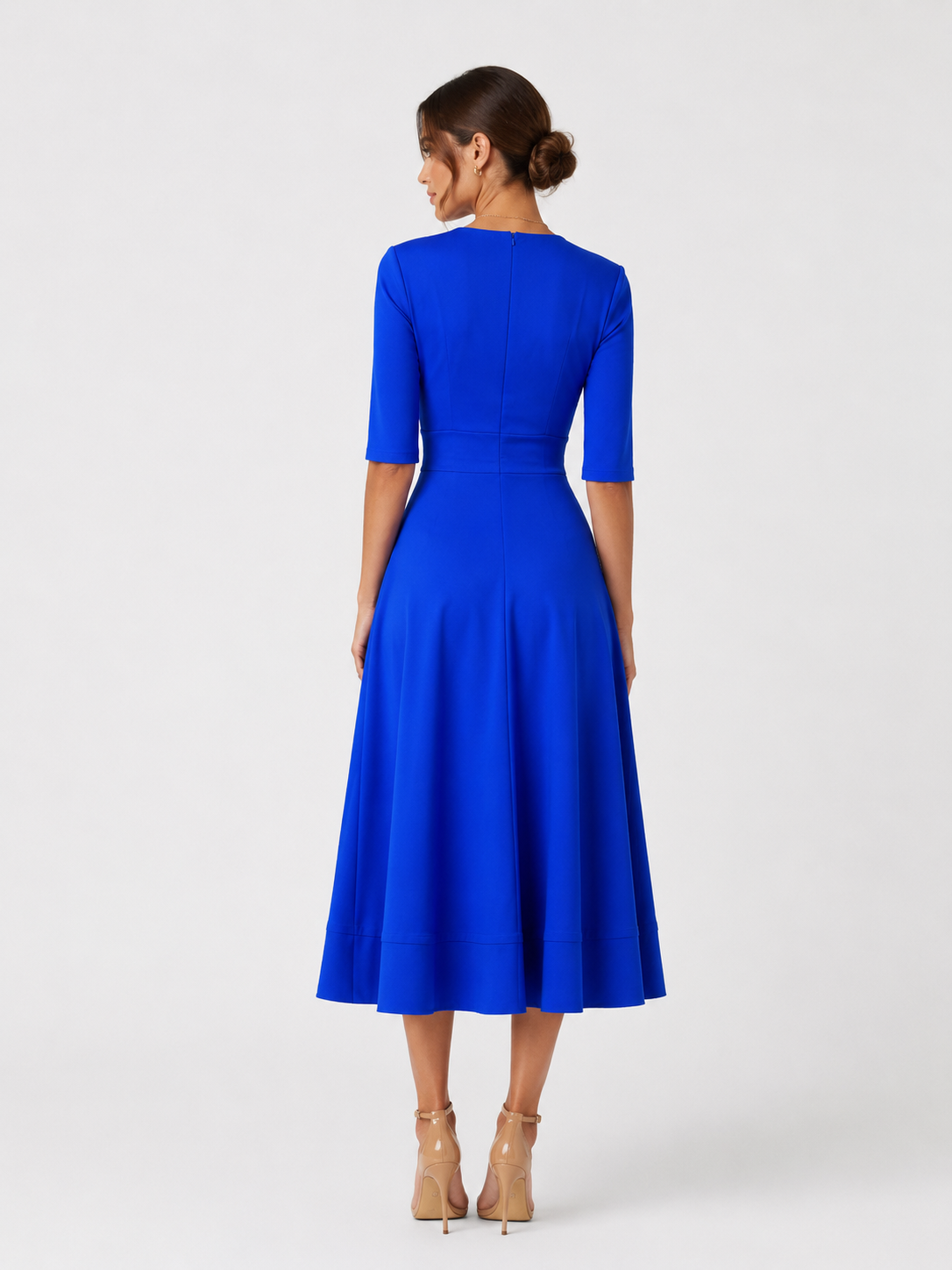 Women's Clothing Evening Dress Sexy Deep V Mid-sleeve Large Swing Dress