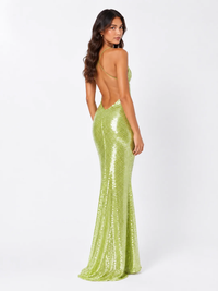 Sling Slim-fit Sequined Backless Long Dress Skirt Sexy Pure Desire