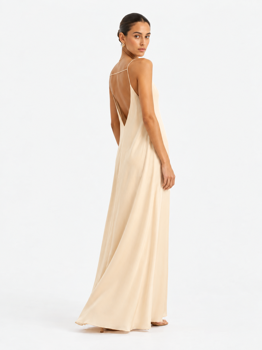 Women's Satin Suspender Skirt Backless Long Dress