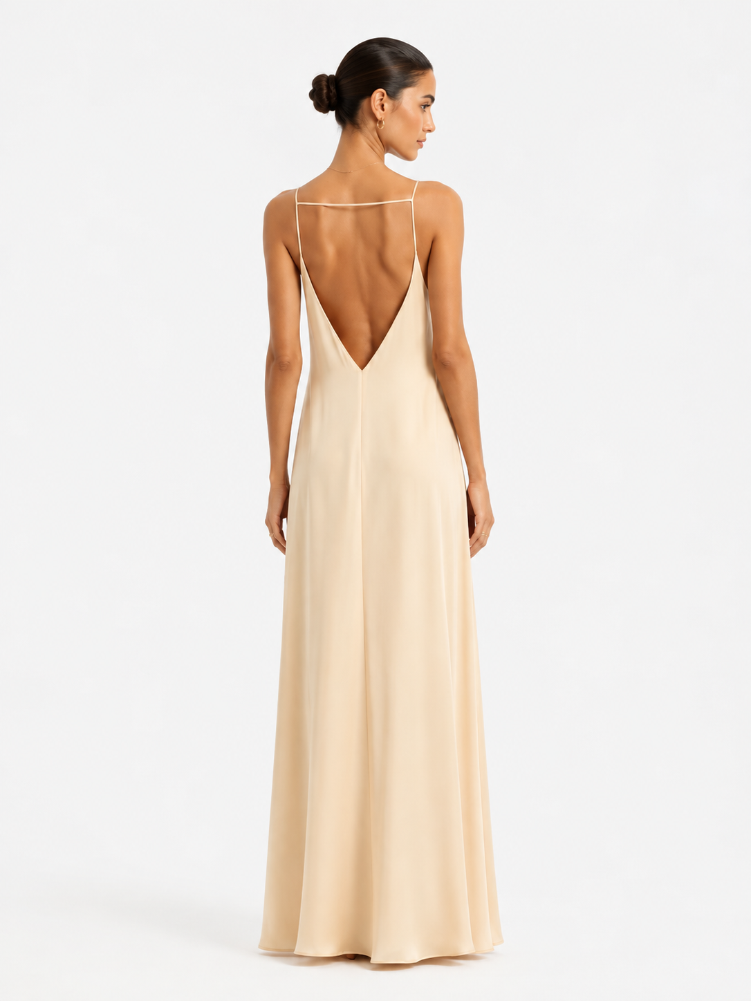 Women's Satin Suspender Skirt Backless Long Dress