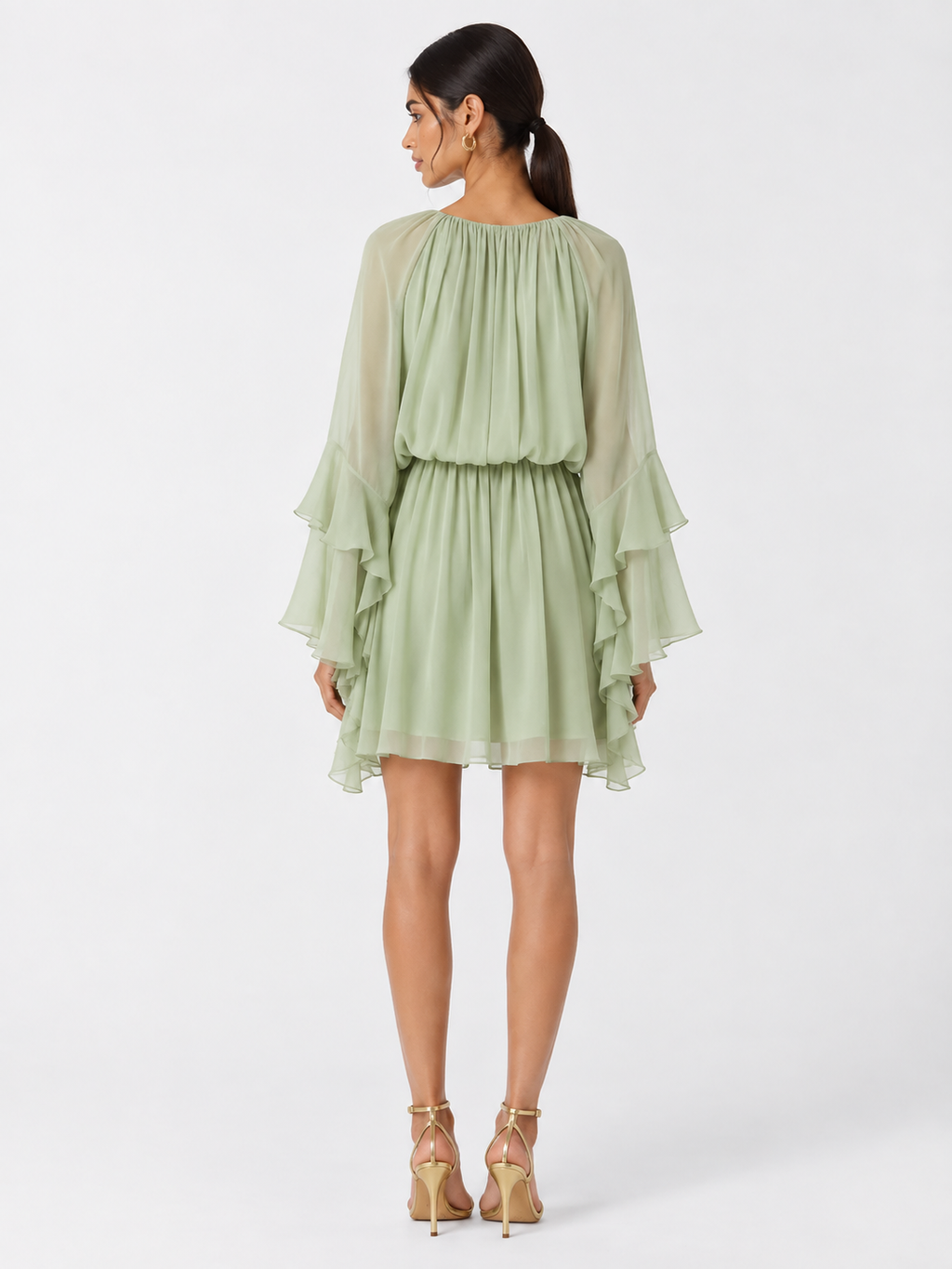 Women's Gentle Chiffon Laminated Ruffled Dress