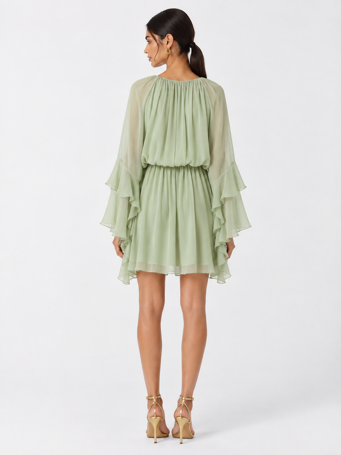 Women's Gentle Chiffon Laminated Ruffled Dress
