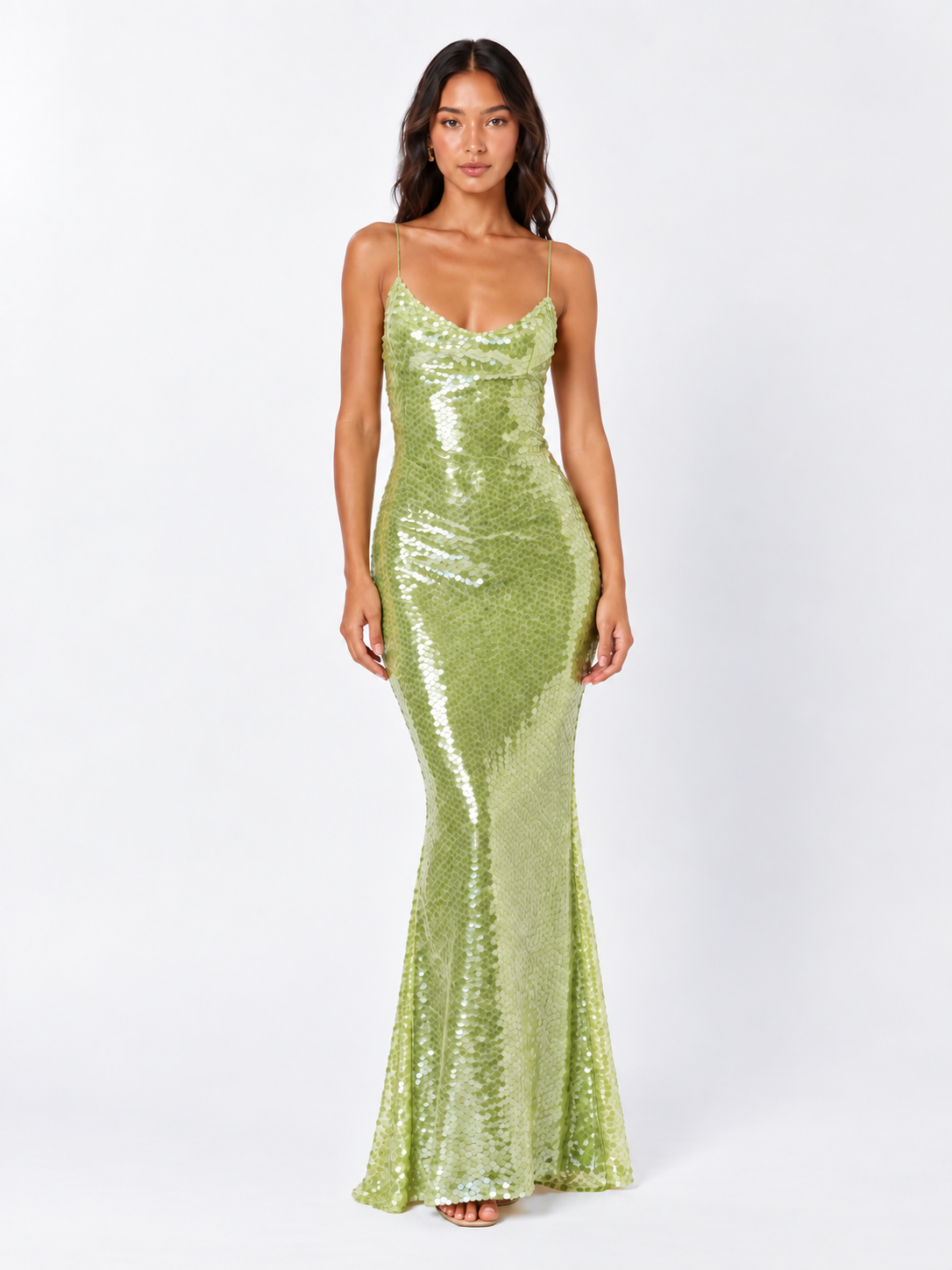 Sling Slim-fit Sequined Backless Long Dress Skirt Sexy Pure Desire