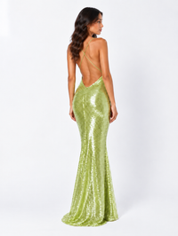 Sling Slim-fit Sequined Backless Long Dress Skirt Sexy Pure Desire