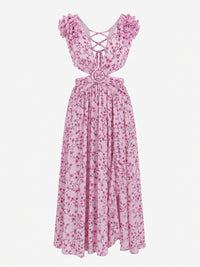 Autumn European And American Fashion Casual Home Floral Backless Dress Women